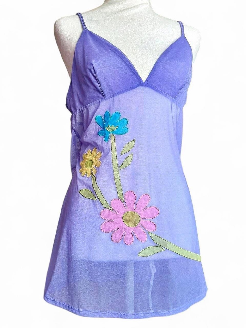VTG VICTORIA’S SECRET Lavender Sheer Mesh Floral Appliqué Slip Dress